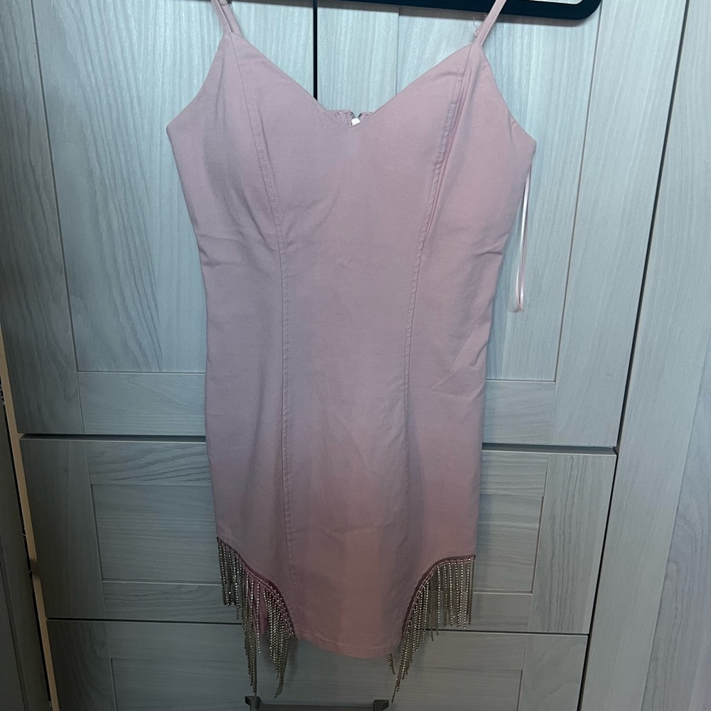 Pink bodycon rhinestone Dress